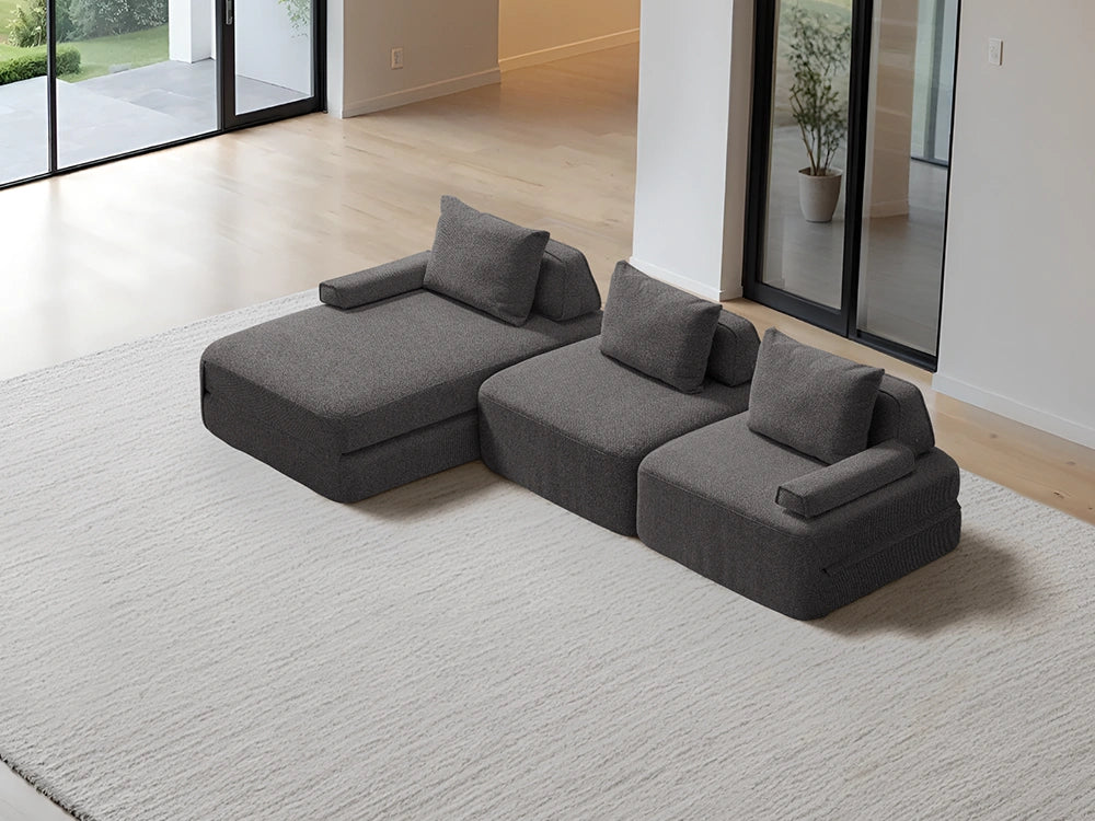 Cushie Modular 3-Seater Chaise (3m) - Charcoal