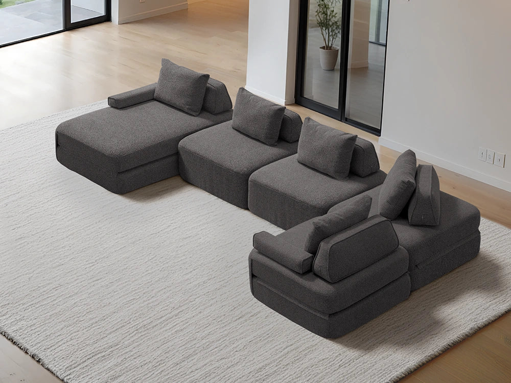 Cushie Modular 5-Seater U-Shaped Chaise (4.01m) - Charcoal