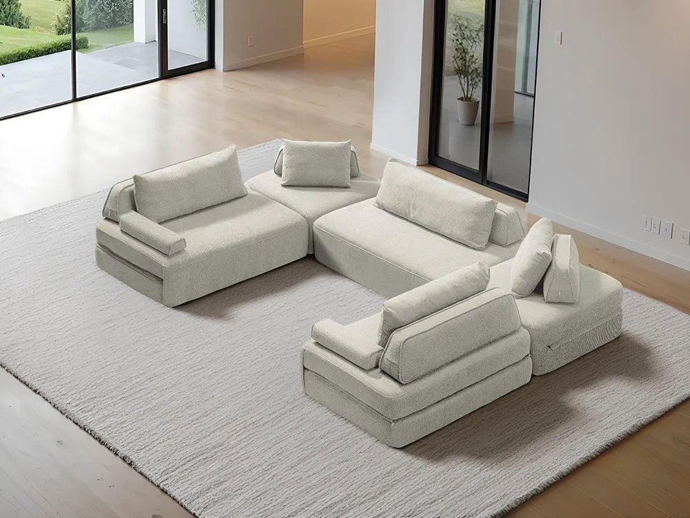 Cushie Modular 8-Seater U-Shaped Chaise (3.56m) - Cream