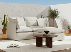 2 Seater / Sofa + Ottoman / White Boucle