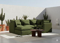 4 Seater / Corner + Ottoman / Olive Green
