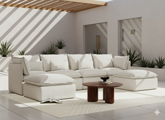 4 Seater / U-Sectional / White Boucle