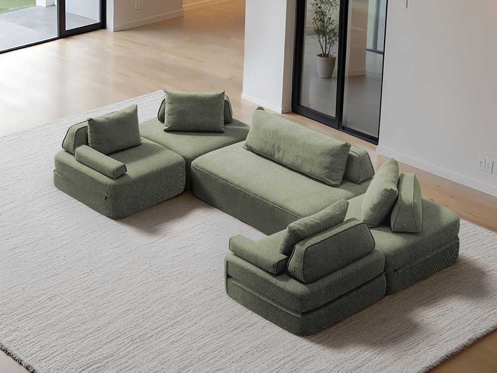 Cushie Modular 6-Seater U-Shaped Chaise (3.57m) - Sage