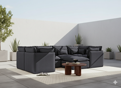 6 Seater / U-Sectional + Ottoman / Charcoal