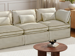 Cream With Brown Piping / Ottoman