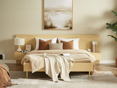 Eve Bed Frame with 2 Bedside Tables Set - Natural