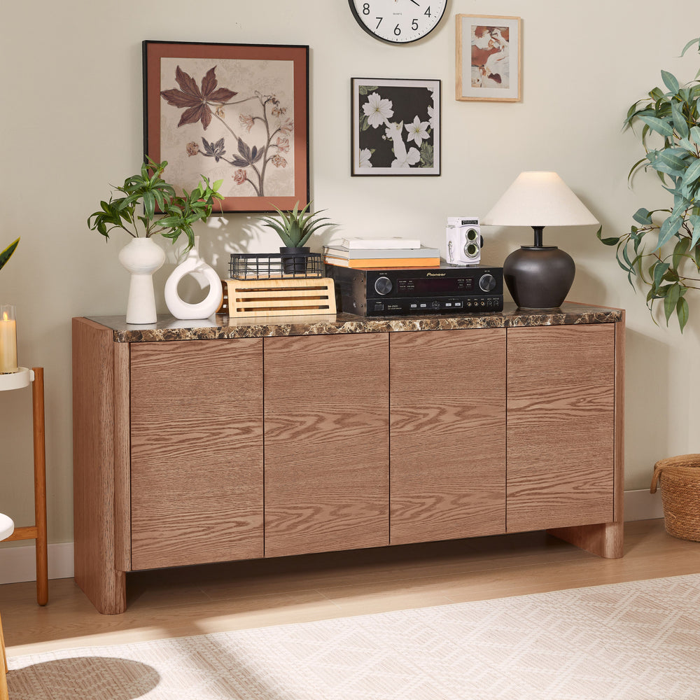 Hank Marble Sideboard - Walnut