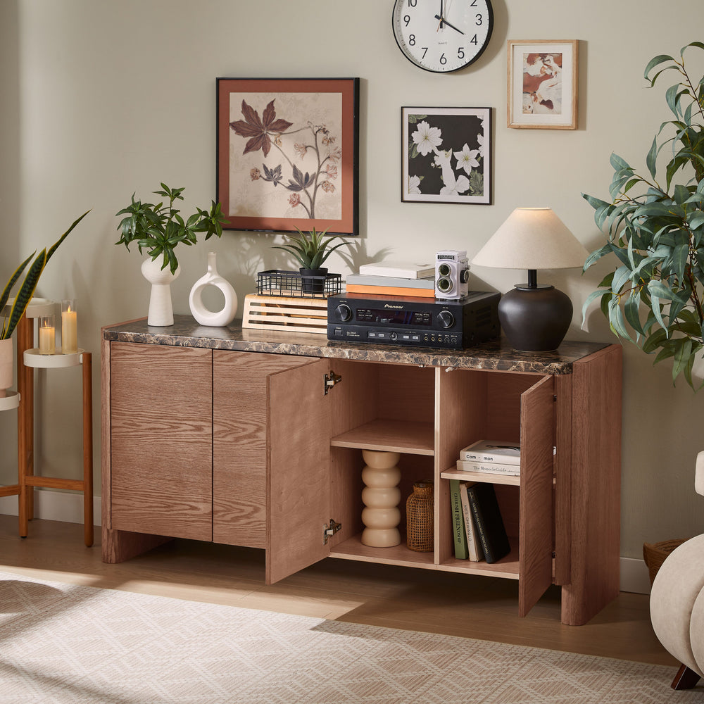 Hank Marble Sideboard - Walnut