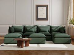 4 Seater / U-Sectional + Ottoman / Dark Green