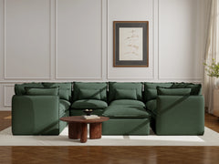 8 Seater / U-Sectional + Ottoman / Dark Green