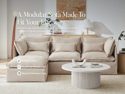2 Seater / Sofa / Linen Beige